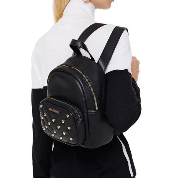 Love Moschino Black Vegan Leather Studded Backpack main image 4